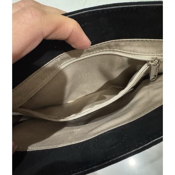 Talbots Black Leather Clutch Ruffle Trim - Picture 4 of 5